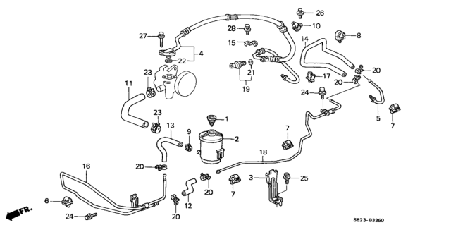 2000 Honda Accord P.S. Hoses - Pipes Diagram