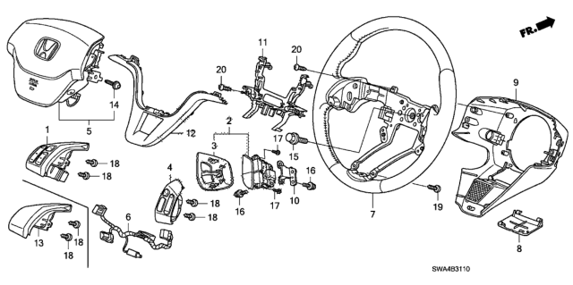 2010 Honda CR-V Steering Wheel (SRS) Diagram