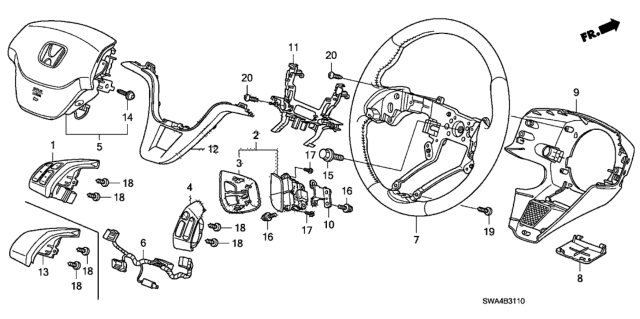 2008 Honda CR-V Cap, Body Cover *NH167L* (GRAPHITE BLACK) Diagram for 78512-SWA-A81ZA