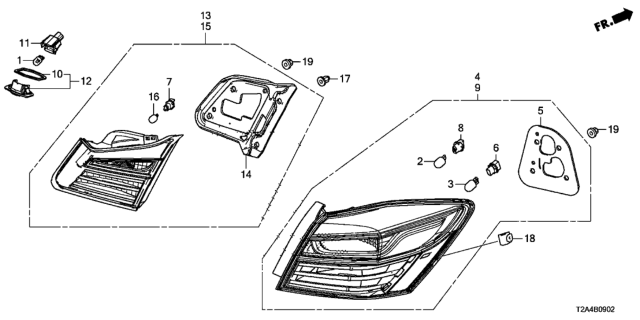 2016 Honda Accord Light Assy., L. Lid Diagram for 34155-T2A-A21