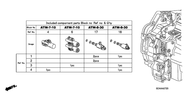 2007 Honda Accord AT Solenoid Valve Set Diagram