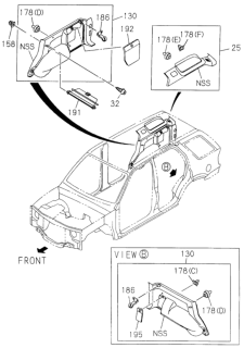 2002 Honda Passport Cover, L.Trim Quarter Pillar (Upper) *180* (GRAY) Diagram for 8-97291-492-3