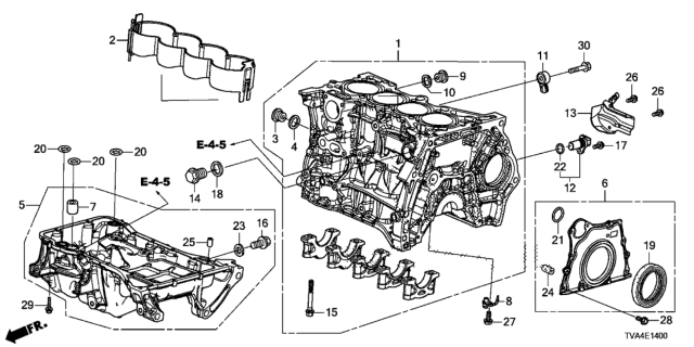 2018 Honda Accord Cylinder Block - Oil Pan Diagram