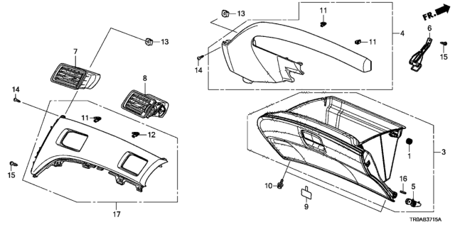 2013 Honda Civic Pad Assy., Instrument *NH167L* (GRAPHITE BLACK) Diagram for 77103-TR6-C01ZG