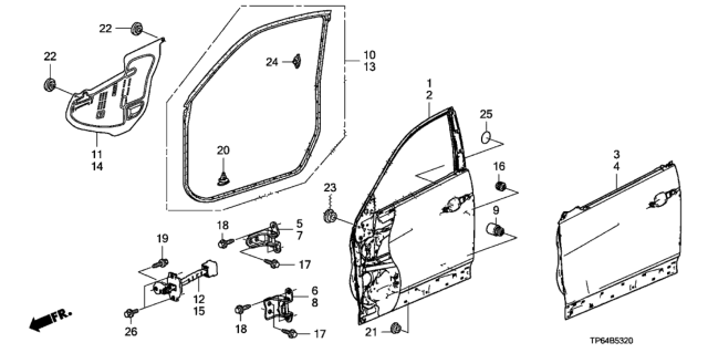 2010 Honda Crosstour Front Door Panels Diagram