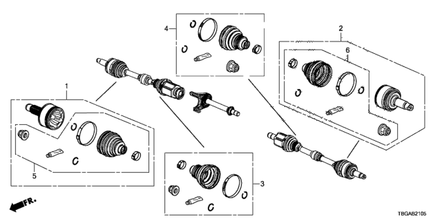 2020 Honda Civic JOINT SET, OUTBOARD Diagram for 44014-TEX-305