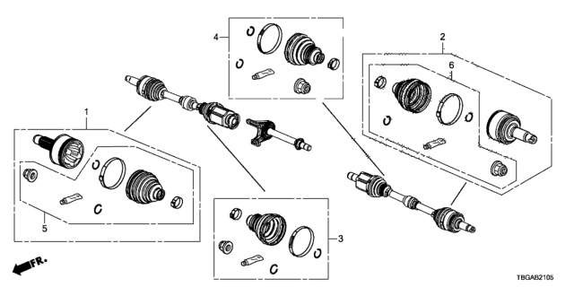 2020 Honda Civic Boot Set, Inboard Diagram for 44017-TEX-Y00