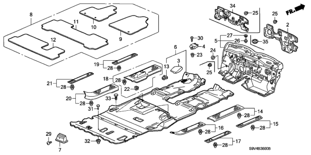 2005 Honda Pilot Floor Mat Diagram