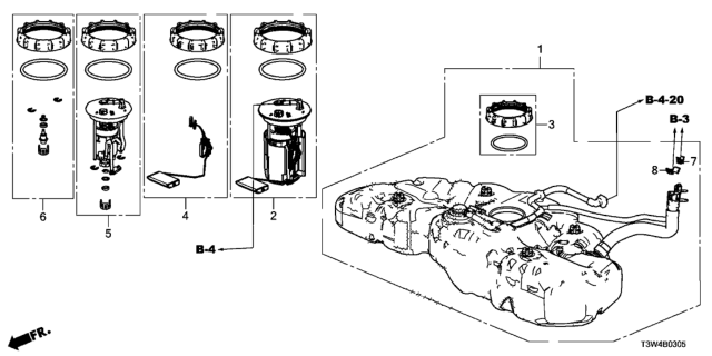 2014 Honda Accord Hybrid Module Set, Fuel Pump Diagram for 17045-T3W-A01