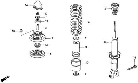 1994 Honda Del Sol 2 Door V-TEC KA 5MT Rear Shock Absorber Diagram