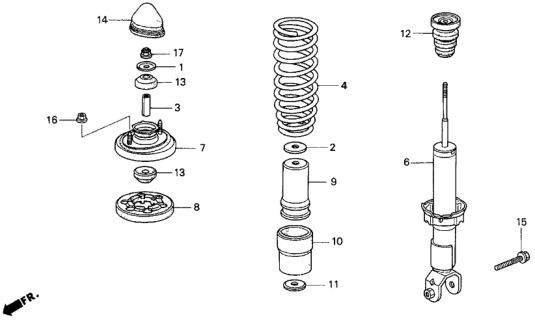 1993 Honda Del Sol Shock Absorber Assembly, Rear Diagram for 52610-SR2-305