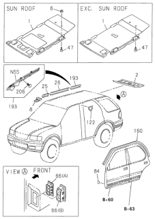 1998 Honda Passport Lining, Head (Excl. Sunroof) Diagram for 8-97157-338-2