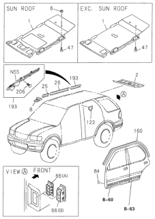 1998 Honda Passport Head Lining - Trim Diagram