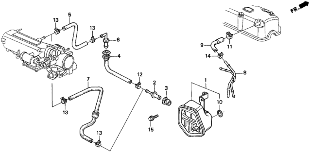1994 Honda Del Sol 2 Door S KA 5MT Breather Chamber Diagram