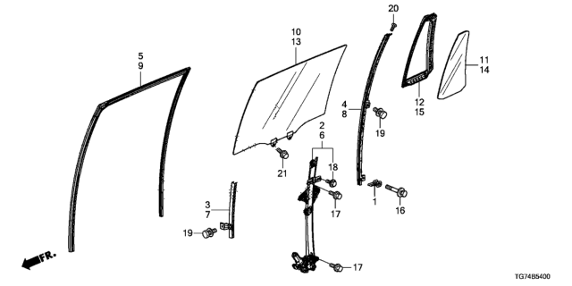 2016 Honda Pilot Seal,L RR Door Qt Diagram for 73491-TG7-A02