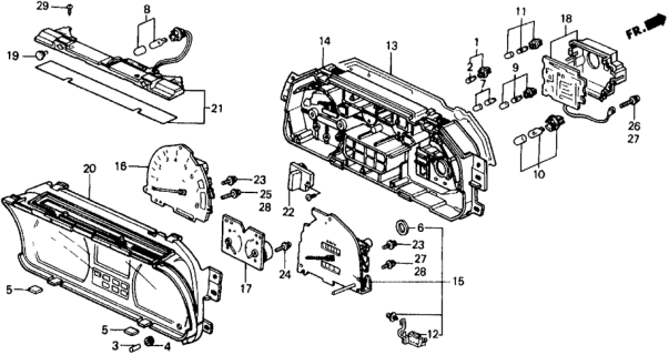 1990 Honda Civic Speedometer Assembly Diagram for 78115-SH3-A62