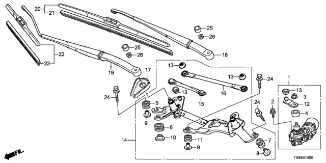 2013 Honda Fit EV 5 Door STD KL 1AT Front Windshield Wiper Diagram