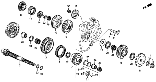 1991 Honda Accord AT Countershaft Diagram