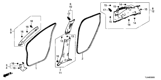 2019 Honda CR-V Pillar Garnish Diagram