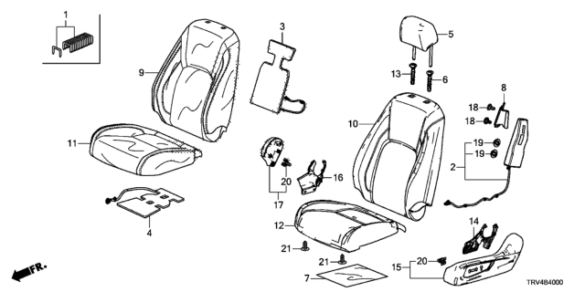 2018 Honda Clarity Electric Front Seat (Driver Side) Diagram