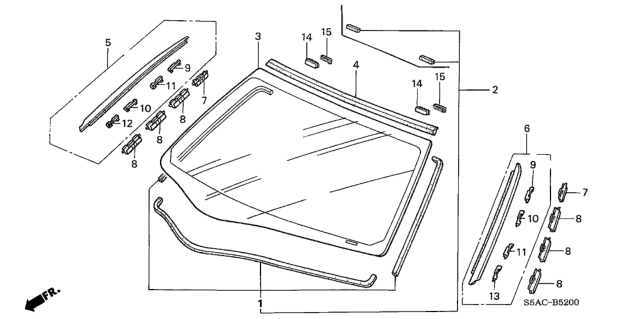 2005 Honda Civic Front Windshield Diagram