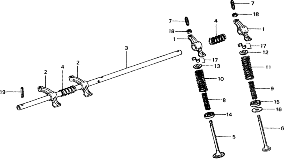 1975 Honda Civic Arm B, Rocker Diagram for 14622-657-010