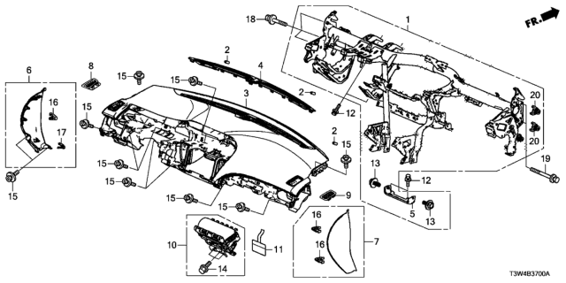 2017 Honda Accord Hybrid Lid Assy., Passenger Instrument Side *NH167L* (GRAPHITE BLACK) Diagram for 77215-T3V-A01ZA