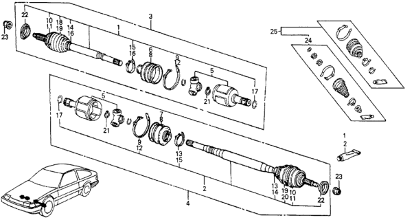 1985 Honda CRX Driveshaft Diagram