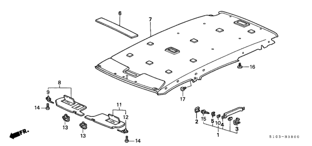 1999 Honda CR-V 5 Door LX (2WD) KA 4AT Roof Lining Diagram