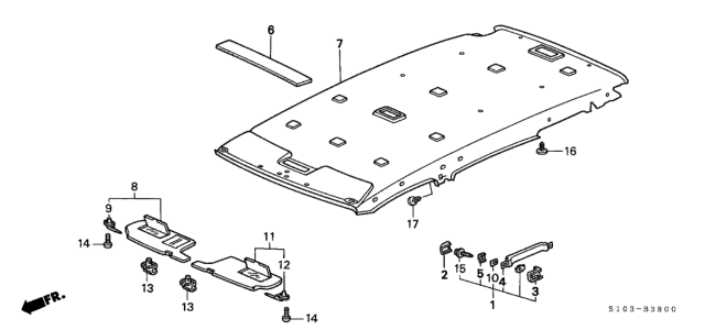 2000 Honda CR-V Roof Lining Diagram