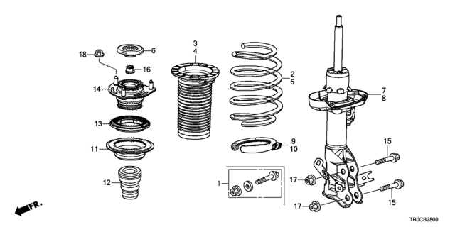 2015 Honda Civic Spring, Left Front Diagram for 51406-TR0-A21