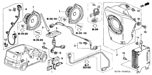 2006 Honda Element Radio Antenna - Speaker Diagram