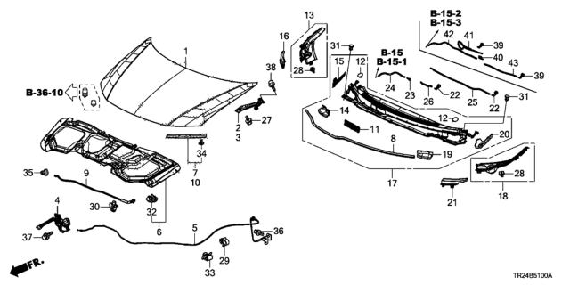 2015 Honda Civic 4 Door MX KL CVT Engine Hood Diagram