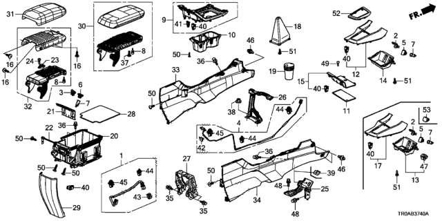 2013 Honda Civic Ashtray Assy., FR. *NH167L* (GRAPHITE BLACK) Diagram for 77700-SNB-010ZA