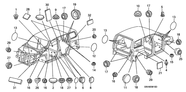 2006 Honda Pilot Cap, Maintenance Hole Diagram for 42511-SP0-000