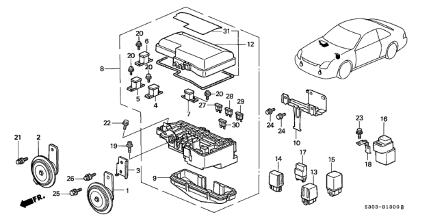 2001 Honda Prelude Bracket, Relay Diagram for 39796-S30-A00