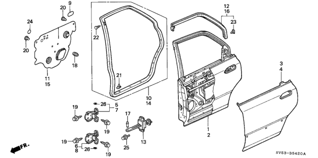 1994 Honda Accord Rear Door Panels Diagram