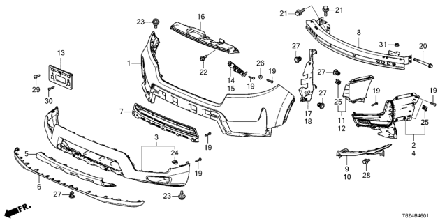 2021 Honda Ridgeline GARN, R- FR- BUMPER Diagram for 71102-T6Z-A00