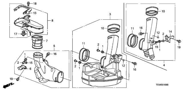 2009 Honda Accord Tube Assembly, Air Inlet (A) Diagram for 17242-R72-A00