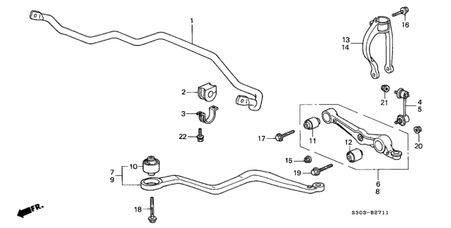 2001 Honda Prelude Link, Right Front Stabilizer Diagram for 51320-S30-N21