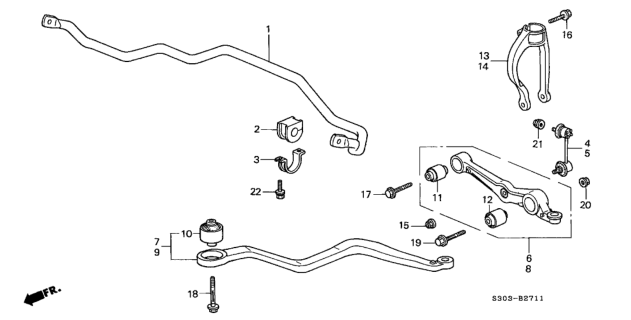 1997 Honda Prelude Front Lower Arm Diagram