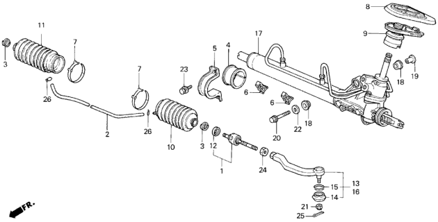 1995 Honda Del Sol Cushion B, Power Steering Rack Diagram for 53436-ST0-950