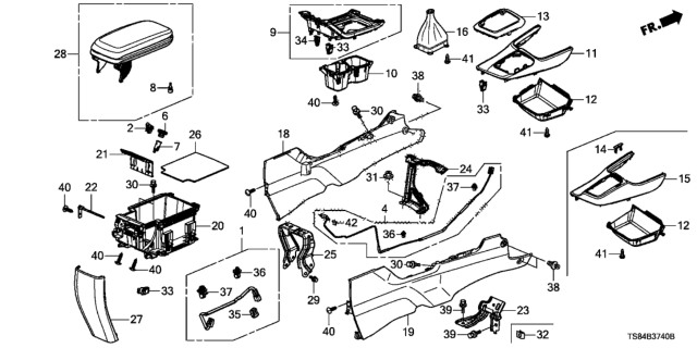 2012 Honda Civic Panel Assy., Center Console *G69L* (AT) (PALE MOSS GRAY) Diagram for 77298-TR0-A01ZA