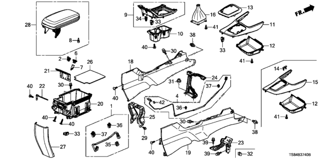 2012 Honda Civic Armrest Assembly, Console (Warm Gray) Diagram for 83450-TR0-A11ZB