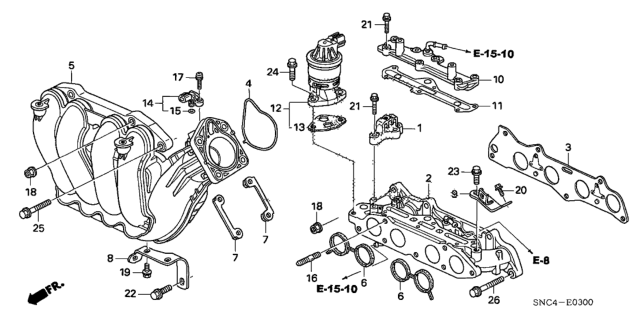 2007 Honda Civic Manifold, Intake Diagram for 17100-RMX-000