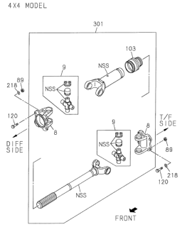 1998 Honda Passport Shaft Assembly Propeller Diagram for 8-97125-302-3