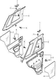 1982 Honda Prelude Lining, R. Quarter *Y8L* (WARM WHITE) Diagram for 73825-692-670ZA