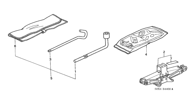 2000 Honda Odyssey 5 Door EX (NAVIGATION) KA 4AT Tools - Jack Diagram