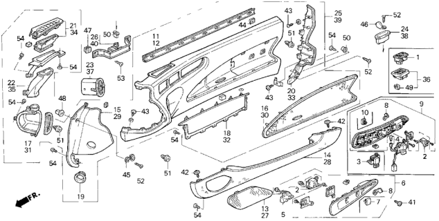 1994 Honda Prelude Lining Sub-Assy., L. FR. Door *NH167L* (Typea) (GRAPHITE BLACK) Diagram for 83583-SS0-A90ZA