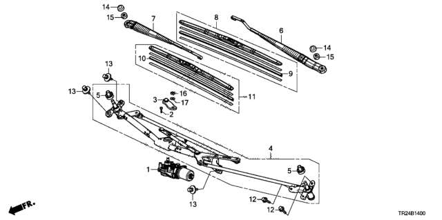 2014 Honda Civic 4 Door MX KL CVT Front Windshield Wiper Diagram